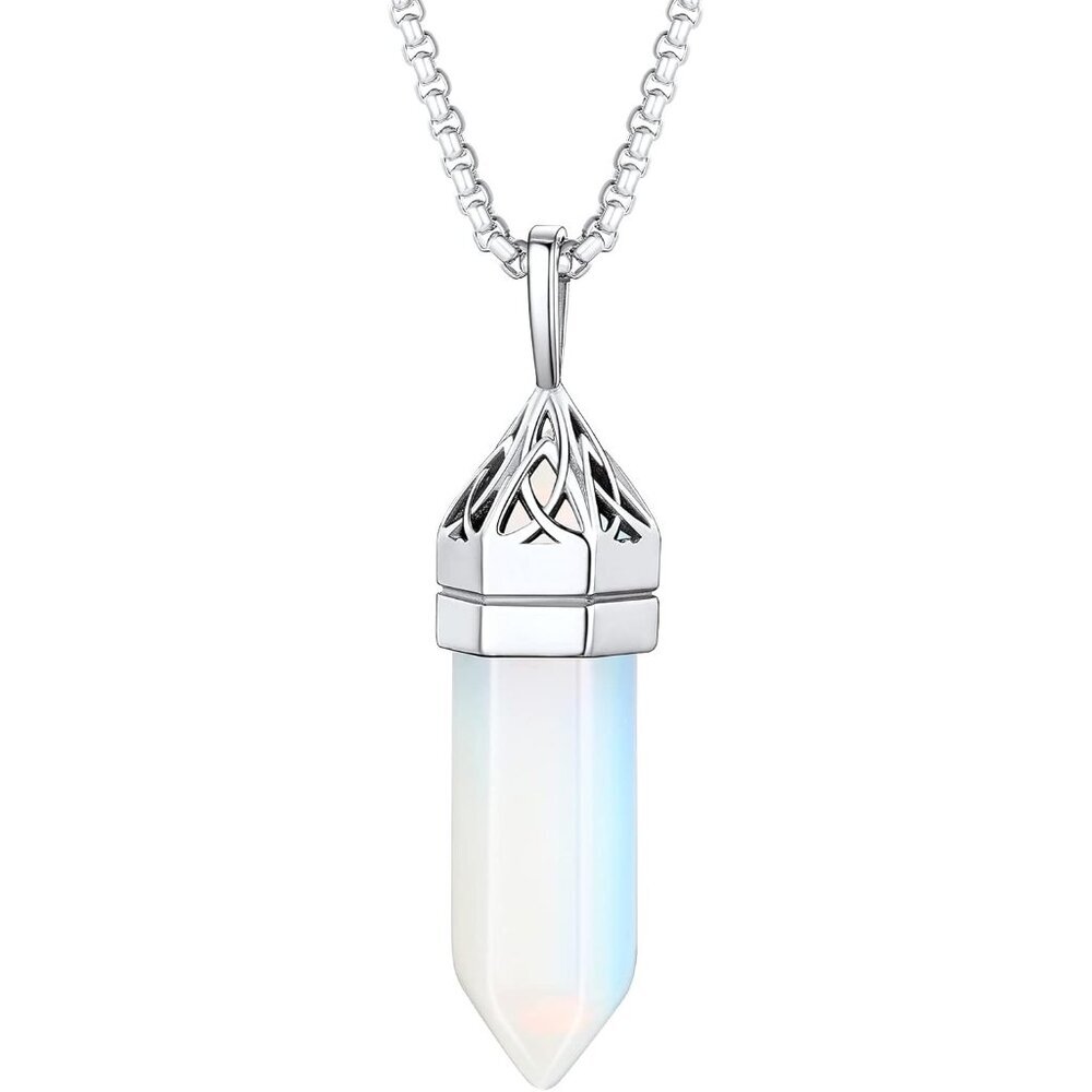 Healing Crystal Pendant Celtic Knot Neckclace-Hexagonal Synthetic Birthstone for